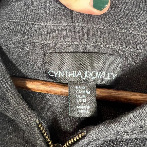 Cynthia Rowley Womens Full Zip Hooded Long Cardigan Sweater Size Medium - Picture 7 of 9
